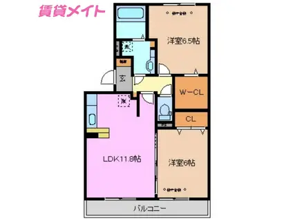 フィオーレ ジャンダルム(2LDK/2階)の間取り写真