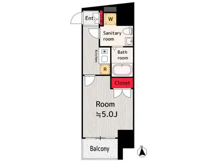 CITY WALK NERIMA(1K/2階)の間取り写真