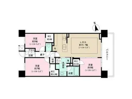 ザ・パークハウス岡崎(3LDK/10階)の間取り写真