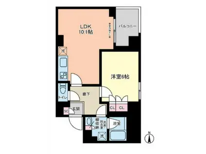 ヴィアーレ四谷(1LDK/4階)の間取り写真