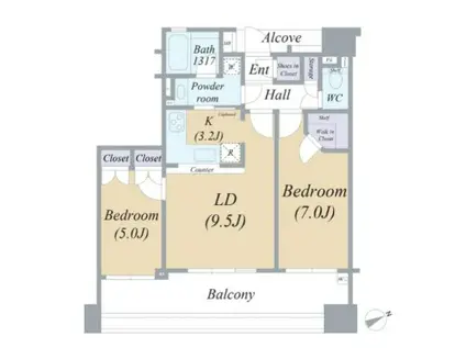 クレアトール亀戸(2LDK/4階)の間取り写真