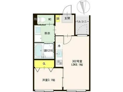 ARUCA RAUM(1LDK/3階)の間取り写真