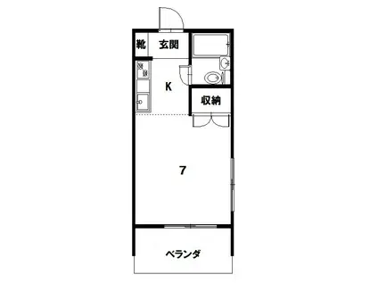 グリーンハイム(ワンルーム/2階)の間取り写真