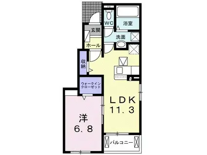 フォレスト サイド(1LDK/1階)の間取り写真