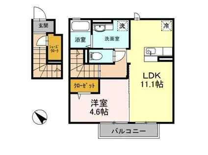 ライム フル―ヴ(1LDK/2階)の間取り写真