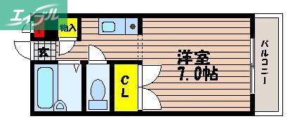 アルファ西古松(1K/4階)の間取り写真