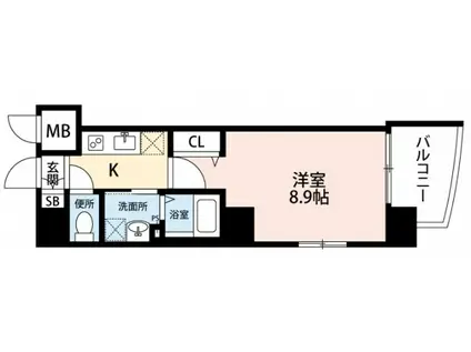 GRACECOURT上八丁堀(1K/9階)の間取り写真