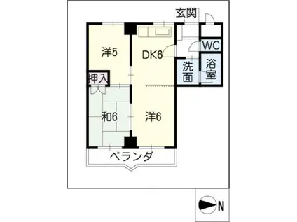 セルシオン種瀬(3DK/6階)の間取り写真