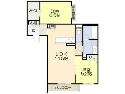 パークサイド蛍池(2LDK/2階)の間取り写真