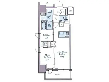 CREST COURT東中野(2LDK/9階)の間取り写真