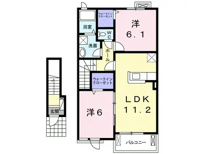 桜ガルデンI(2LDK/2階)の間取り写真