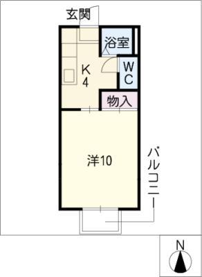 シーズンコート妙興寺(1K/2階)の間取り写真