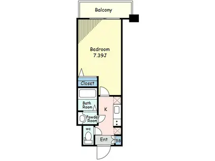シティタワー武蔵小山レジデンス棟(1K/8階)の間取り写真