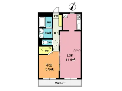 グリュ トルチェ(1LDK/1階)の間取り写真