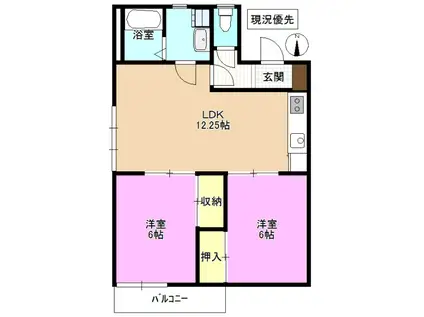 タウンJNTK F(2LDK/1階)の間取り写真