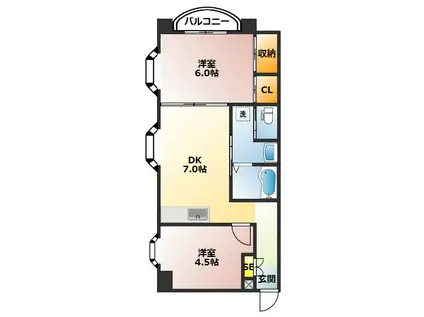 クロスローズ氷川(2DK/7階)の間取り写真