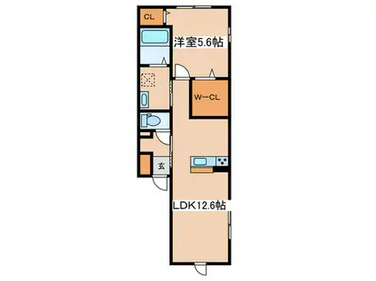 パル・ボヌール(1LDK/3階)の間取り写真