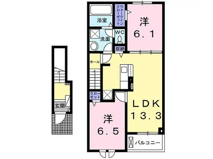 フィールドヒル 塩尻II(2LDK/2階)の間取り写真