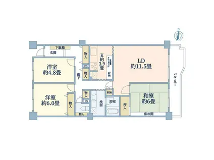 パークシティ溝の口D棟(3LDK/11階)の間取り写真