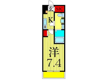 GENOVIA京成立石IVSKYGARDEN(1K/4階)の間取り写真