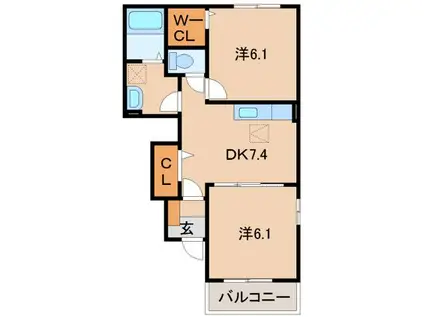 パルティール II(2DK/1階)の間取り写真