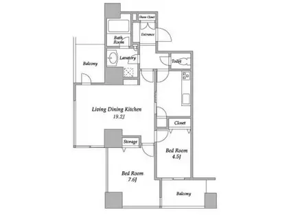 プラザタワー勝どき(2LDK/9階)の間取り写真