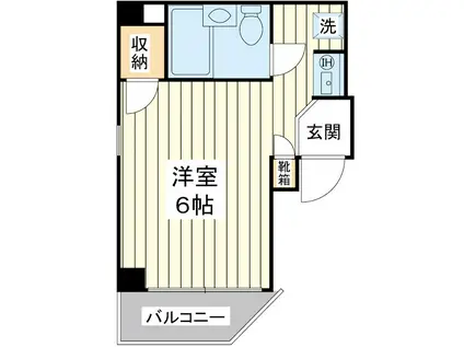 ポートフラッツ(ワンルーム/2階)の間取り写真