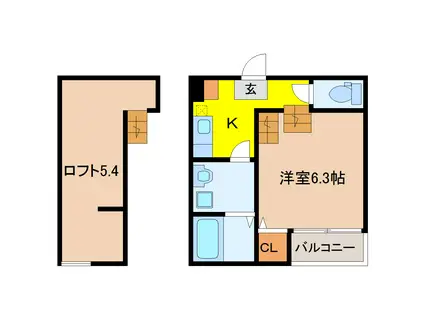 グラード穀町(1K/1階)の間取り写真