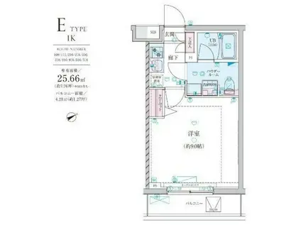 ジェノヴィア墨田八広スカイガーデン(1K/3階)の間取り写真