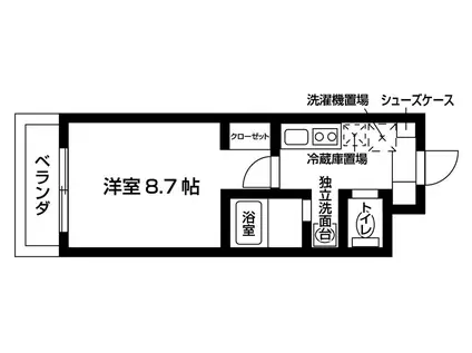 シルクピア五匠(1K/2階)の間取り写真