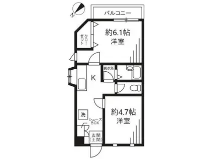 スタジオ北柏(2K/2階)の間取り写真