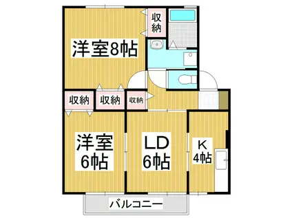 グランドール沢村B(2LDK/1階)の間取り写真