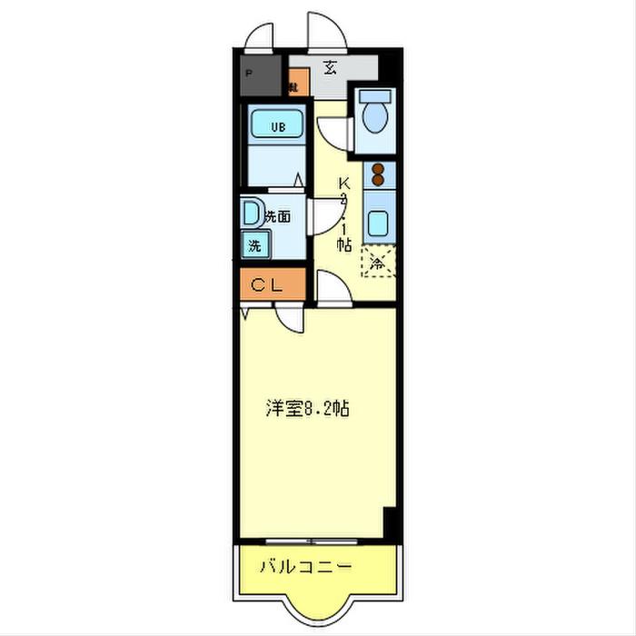 ルミエール八尾II(1K/3階)の間取り写真