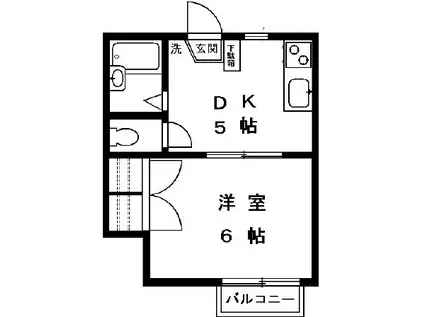 第三くるみ(1DK/1階)の間取り写真