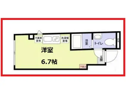 クルールクレール(ワンルーム/2階)の間取り写真