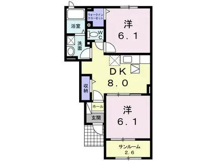 フォレスト T・H II(2DK/1階)の間取り写真