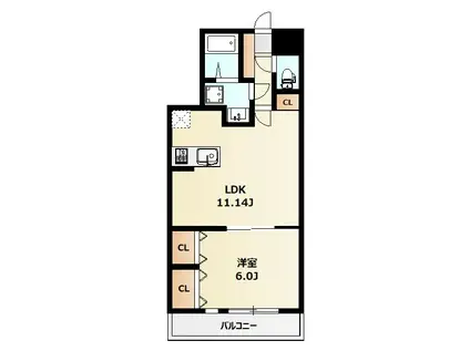 ミリアビタ飯山満II(1LDK/1階)の間取り写真