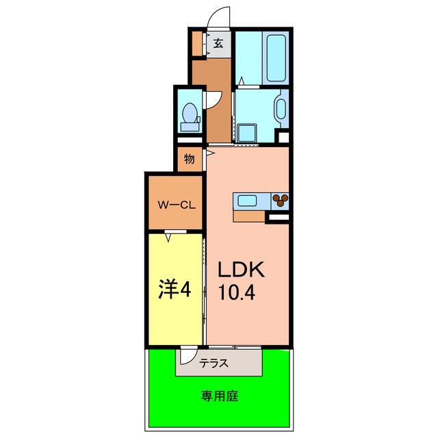 エムグランデ A棟(1LDK/1階)の間取り写真