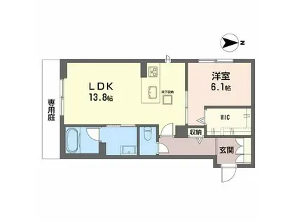 ＪＲ山陽本線 岡山駅 徒歩11分 2階建 新築(1LDK/1階)の間取り写真