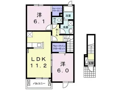 サンリットサワダB(2LDK/2階)の間取り写真