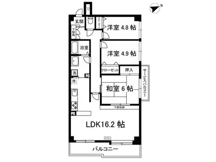 コスモ生田(3LDK/5階)の間取り写真