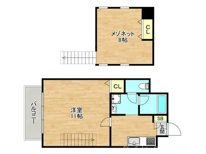 プリンスパーク2(2K/8階)の間取り写真