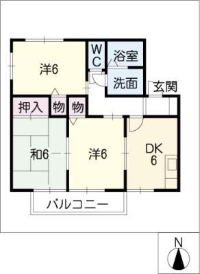 グランシャリオ(3DK/2階)の間取り写真