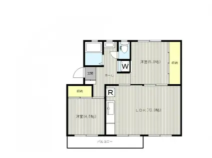 片倉台団地24街区(2LDK/4階)の間取り写真