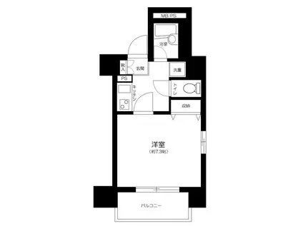 ヴェルト銀座イースト(1K/2階)の間取り写真