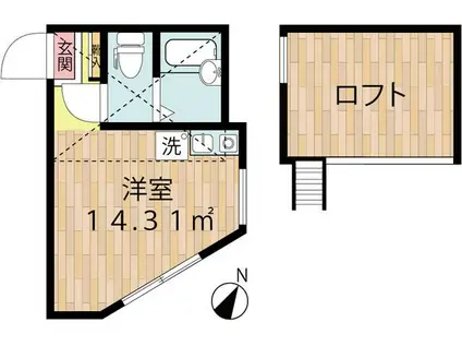 ルボヌール(ワンルーム/1階)の間取り写真