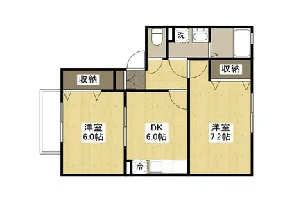 サンスタレ新涯VI B棟(2DK/2階)の間取り写真