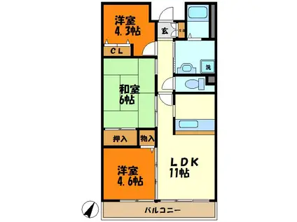 アルデール日吉(3DK/2階)の間取り写真