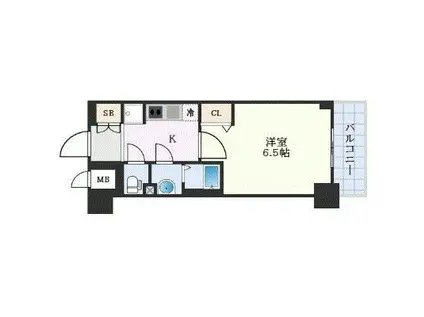 プレサンス福島ミッドエル(1K/4階)の間取り写真