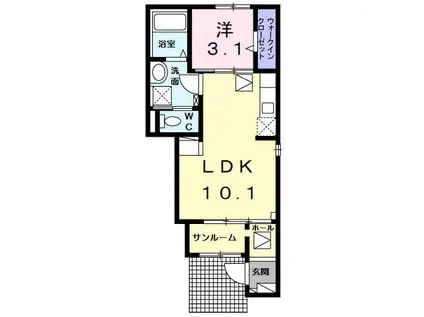 メゾン・ド・グリーン(1LDK/1階)の間取り写真